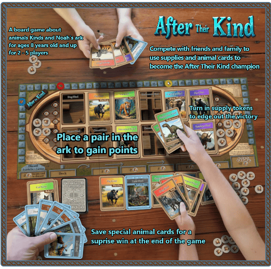 Board game about animals, animal cards, family game, After Their Kind, kids, educational game.